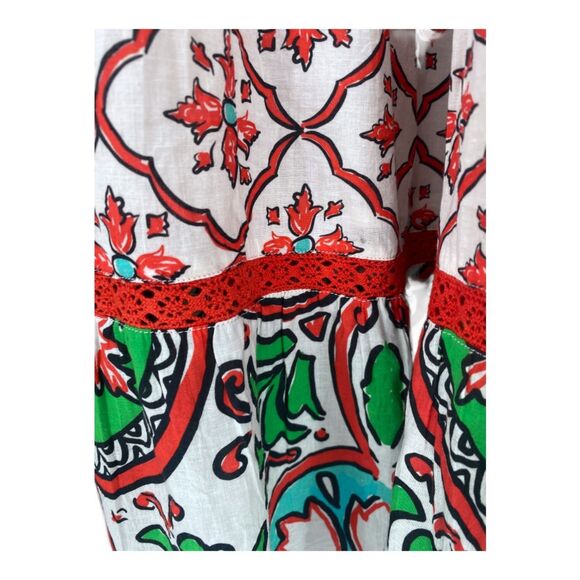 Anthropologie Ro's Garden Daphne Short Sleeve Midi Cotton Dress Medium - Picture 5 of 11